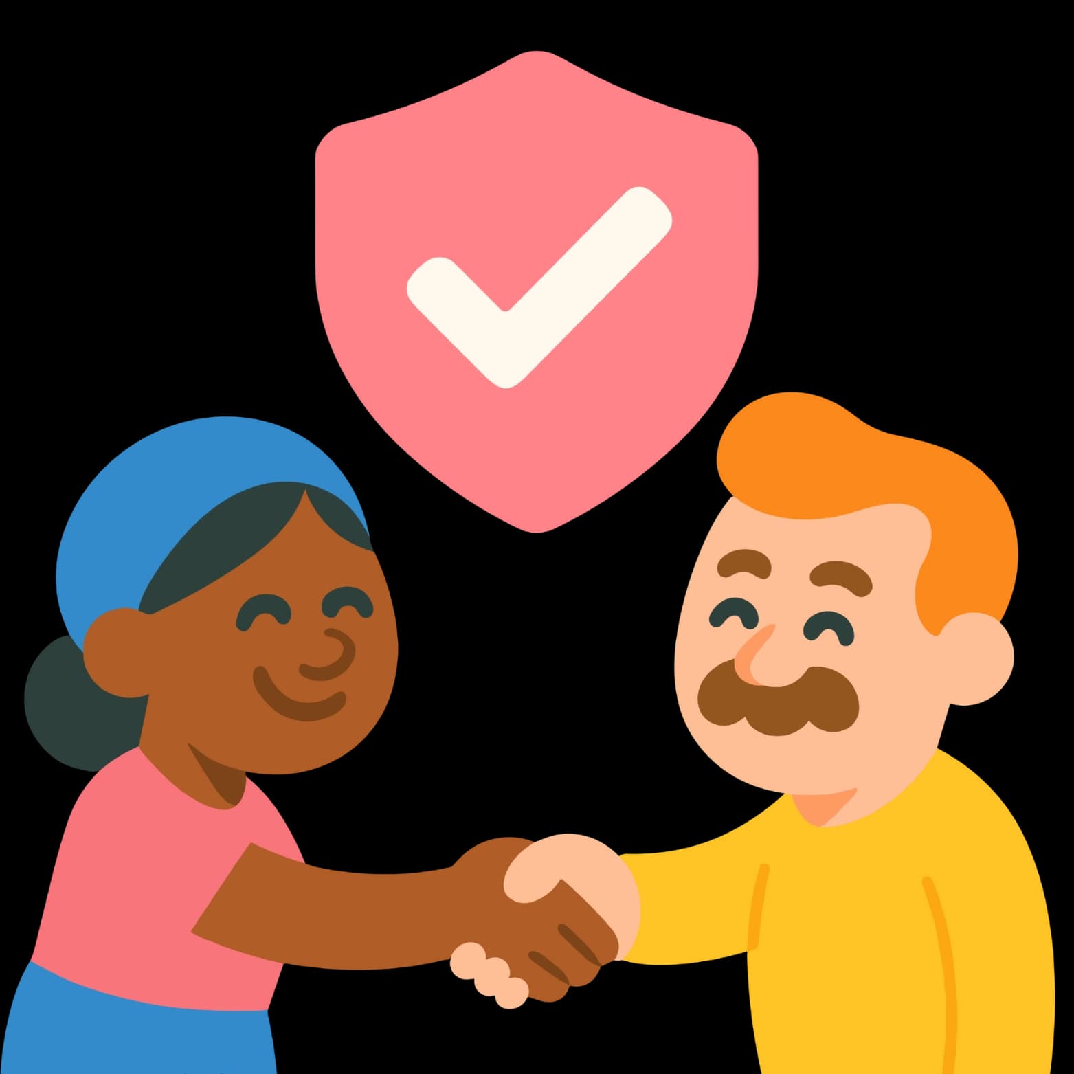 Handshake with shield icon